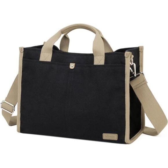 Canvas Tote Bag for Women Black - Picture 1 of 7